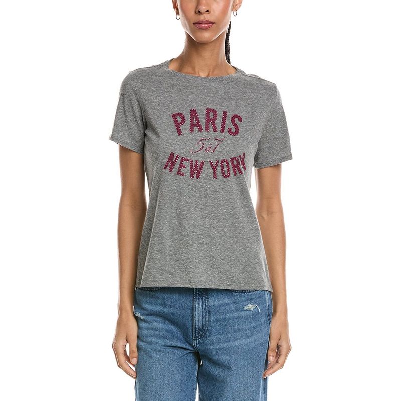 Cinq Sept Womens Heatset Paris Ny T-Shirt, Gray
